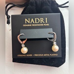 Nadri Silver and White Pearl Drop Earrings
